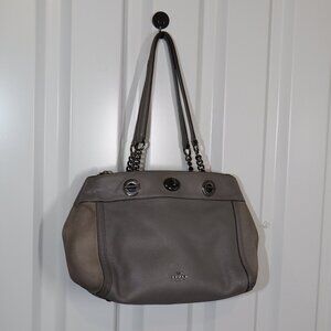 Coach Turnlock Edie Gray Leather Suede Shoulder Bag G1780-20165 **For Rehab**
